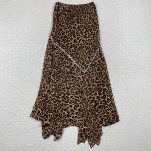Victor‎ Costa Skirt Womens 6 Vintage Handkerchief Hem Leopard Festival Mob Wife